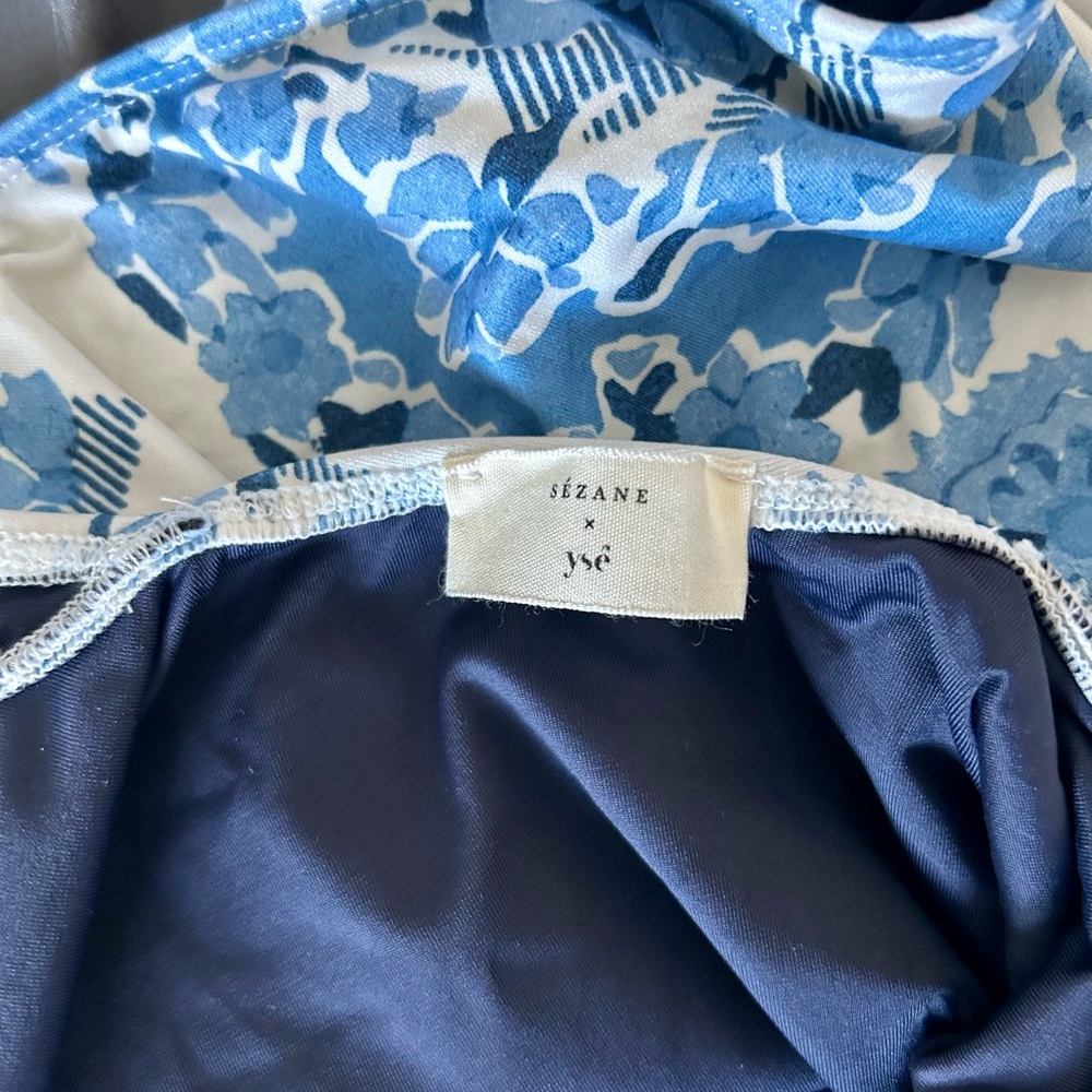 Sezane and YSE Partir avec toi Blue Floral One Piece Swimsuit 8-12 US/ 38Eur - Picture 7 of 11